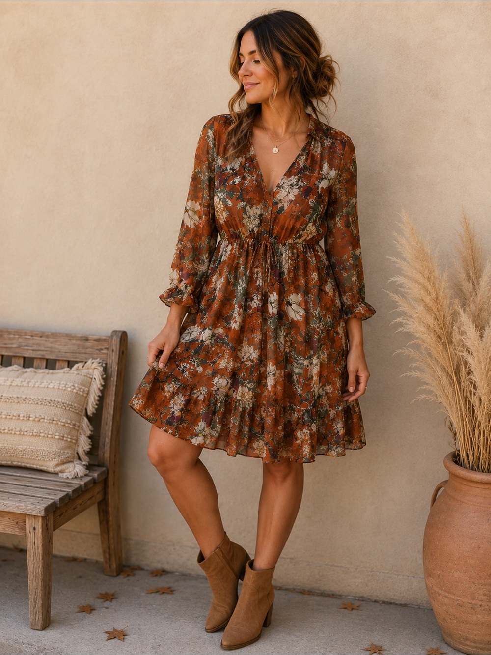 HEMANT & NANDITA | Anthropologie Zeri Floral Tiered Dress | Medium